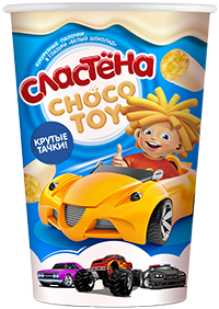 Кукурузные палочки "Сластена", Choco toy в глазури "Белый шоколад", "Крутые тачки"